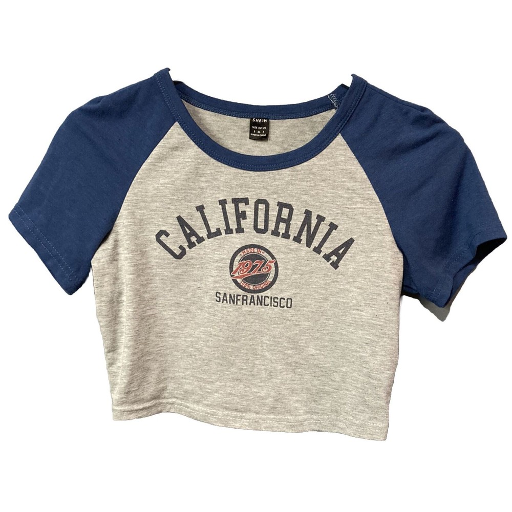 Shein San Francisco Gray/Blue Crop Top Tee T Shirt / Women’s Size S (4)